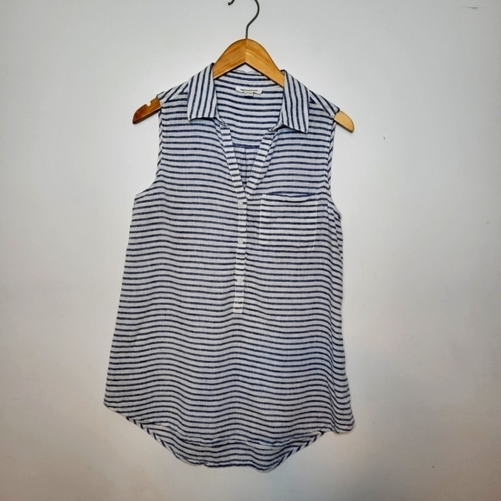 BeachLunchLounge Collection Striped Linen Top Size M